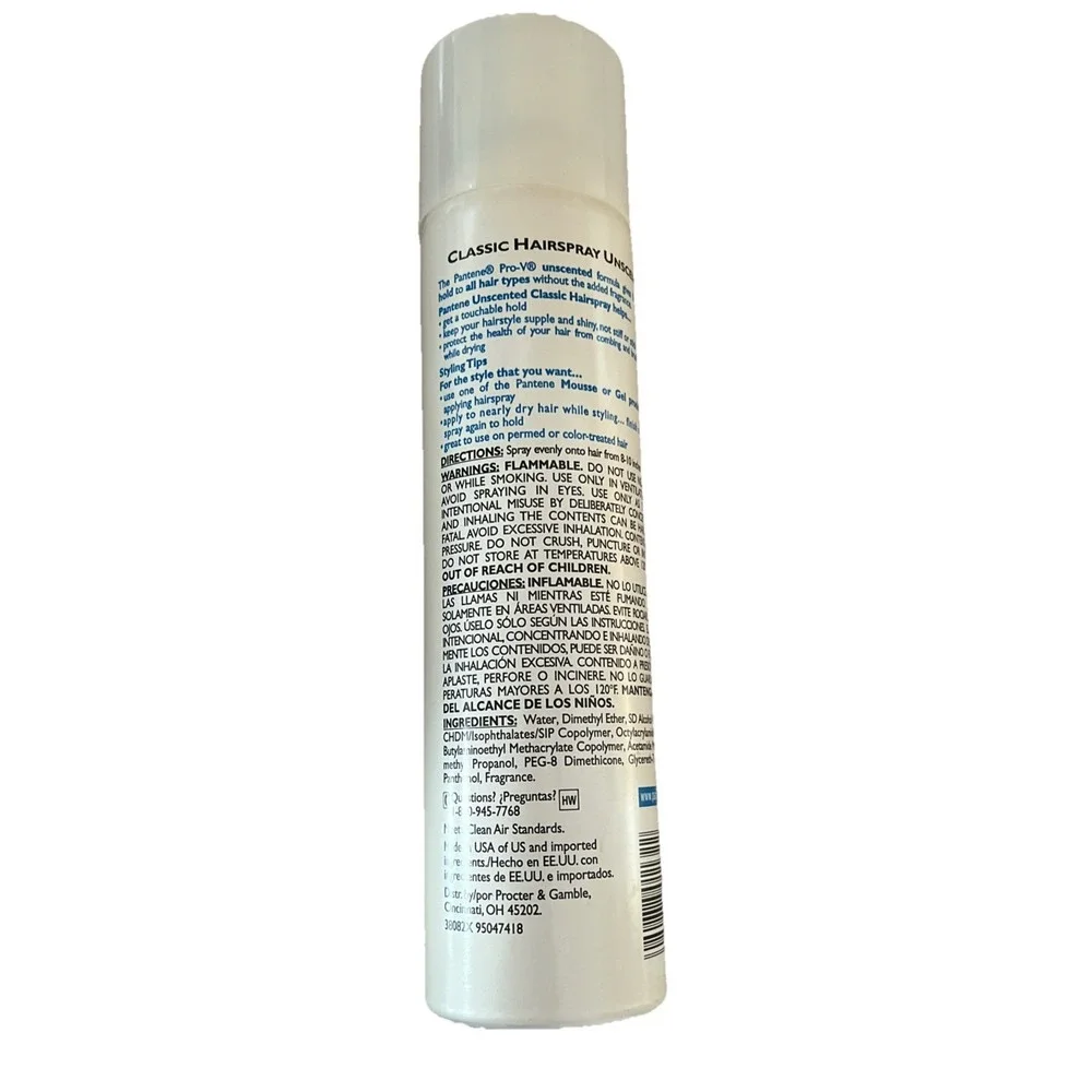 Pantene Pro-V Classic‎ Unscented Hairspray all day Hold  8.25 oz Discontinued